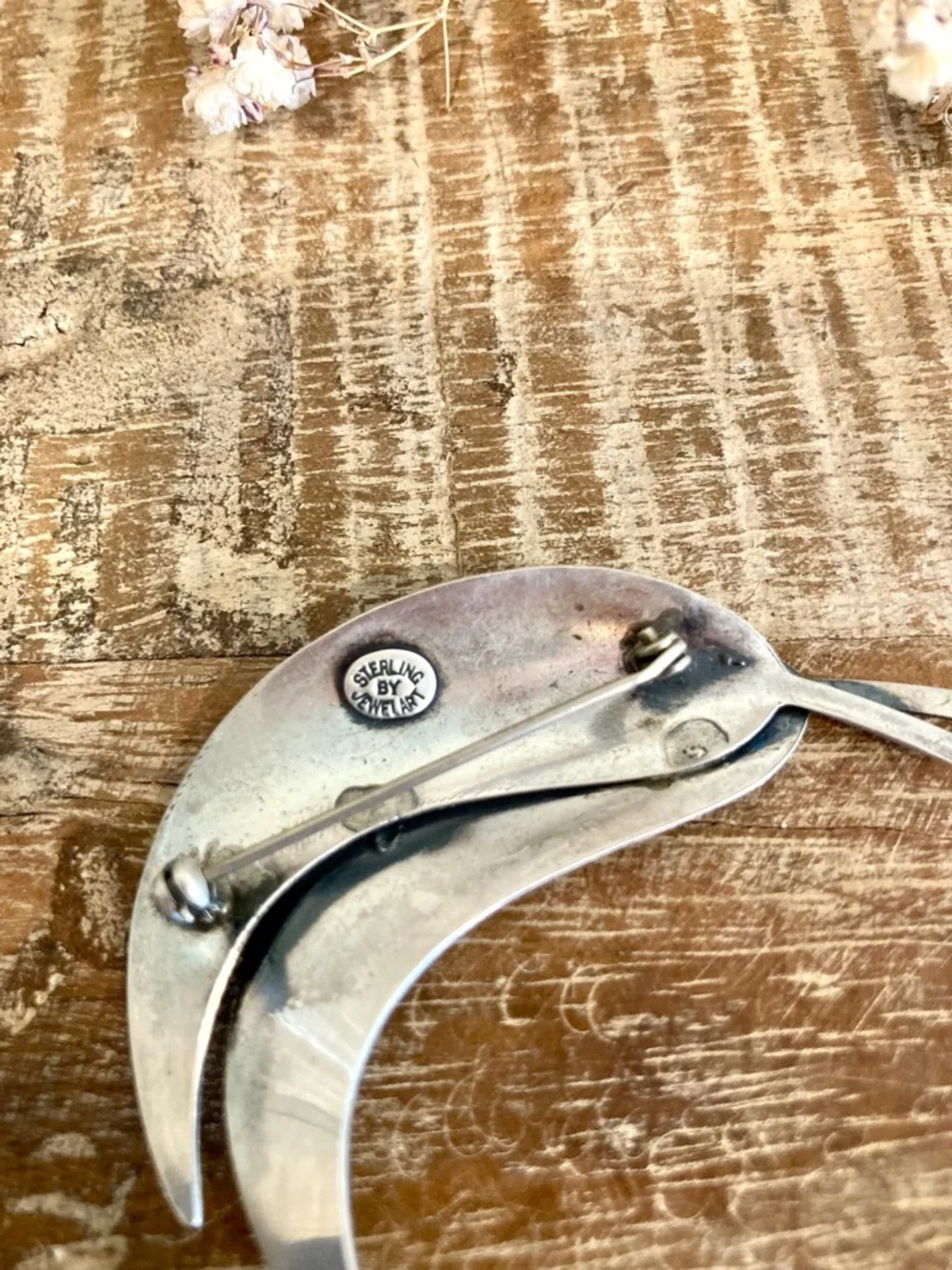 Sterling Silver Feather Brooch Jewel Art - Picture 9 of 12